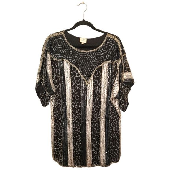 Parker Beaded Black Sequin Tunic - Picture 1 of 6
